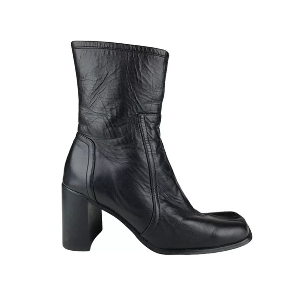 Colin Stuart Womens Black Leather Side Zip Block‎ Heel Ankle Booties Size US 6.5 - Picture 1 of 10